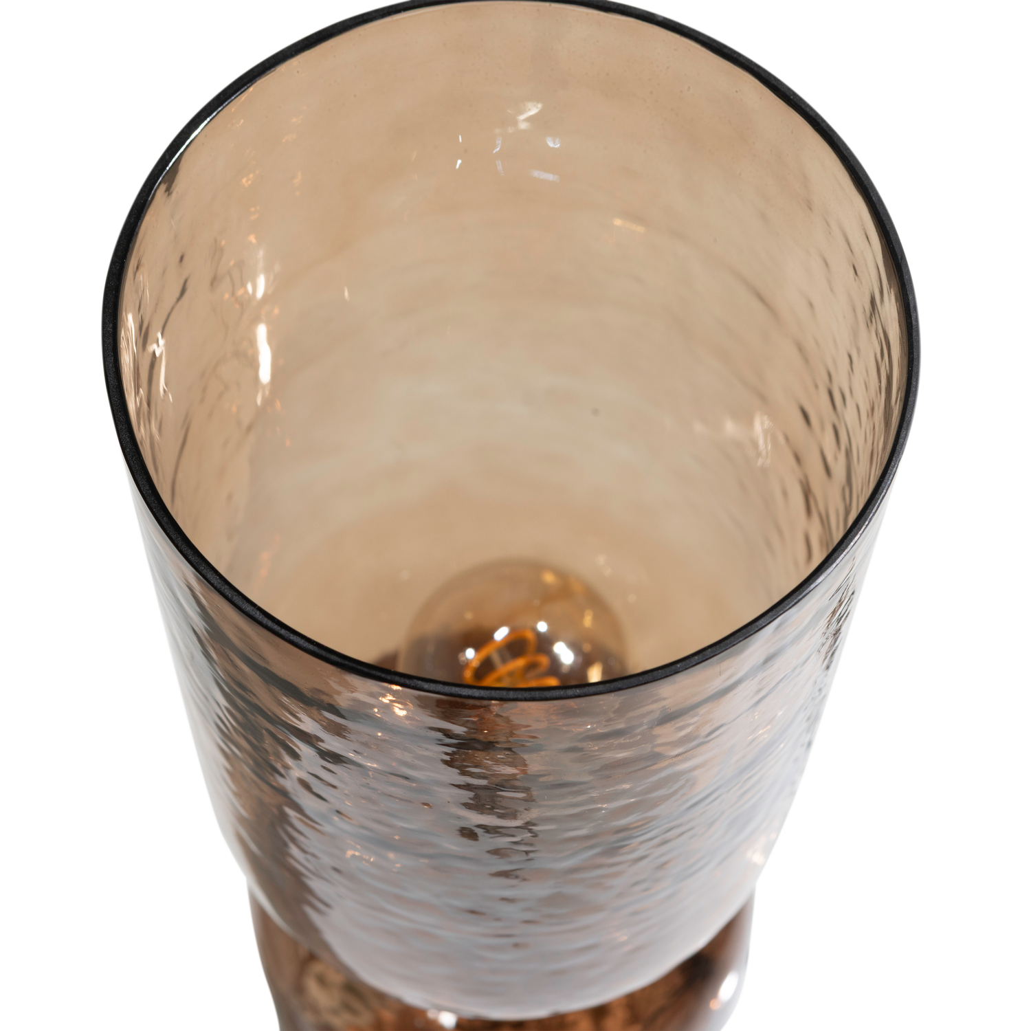 GIGI TAFELLAMP GEHAMERD GLAS 51xO15CM BRUIN