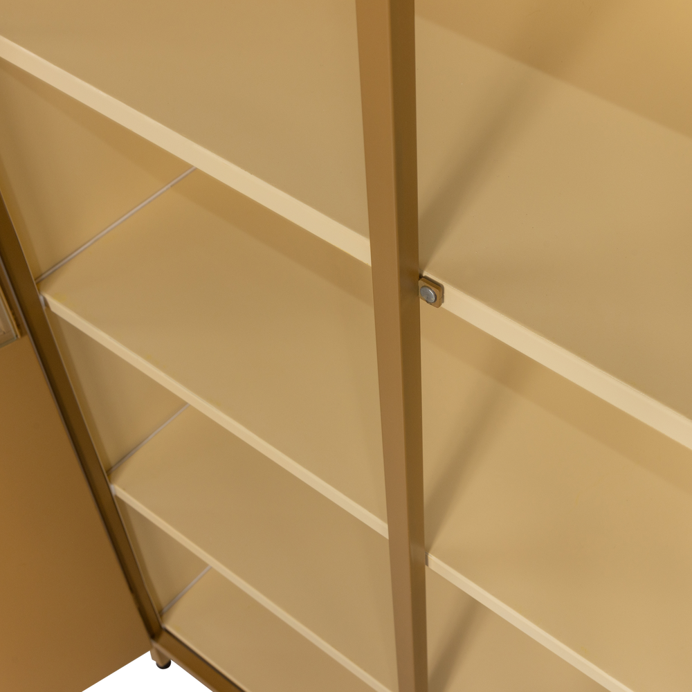 EXHIBIT XL 2-DEURS VITRINEKAST METAAL HONINGGEEL