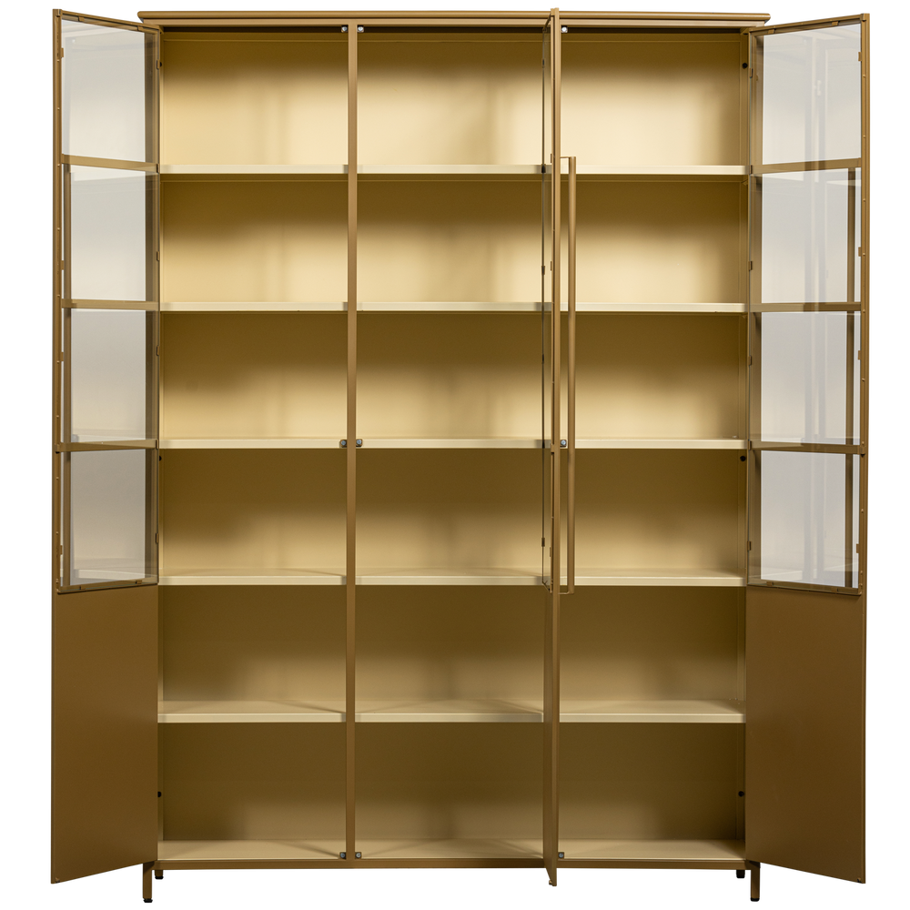 EXHIBIT XL 3-DEURS VITRINEKAST METAAL HONINGGEEL