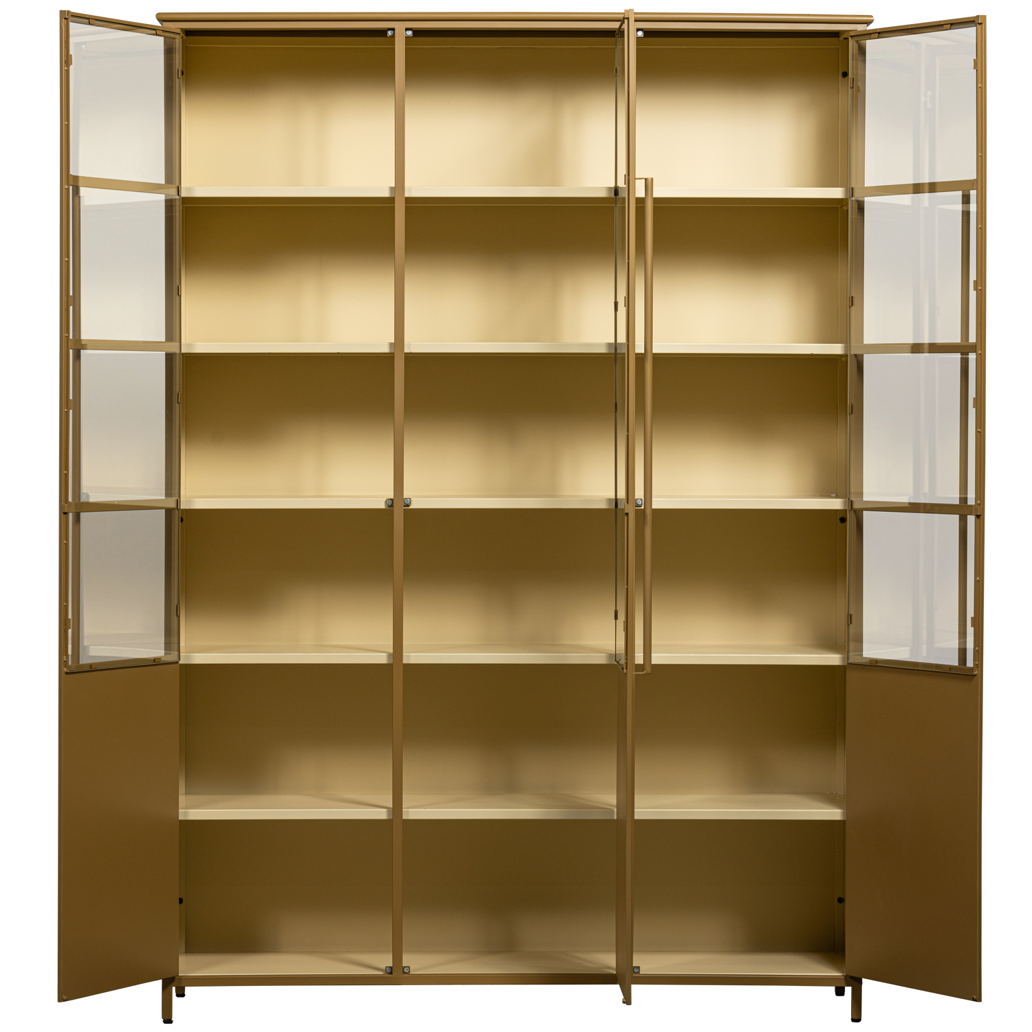 EXHIBIT XL 3-DEURS VITRINEKAST METAAL HONINGGEEL