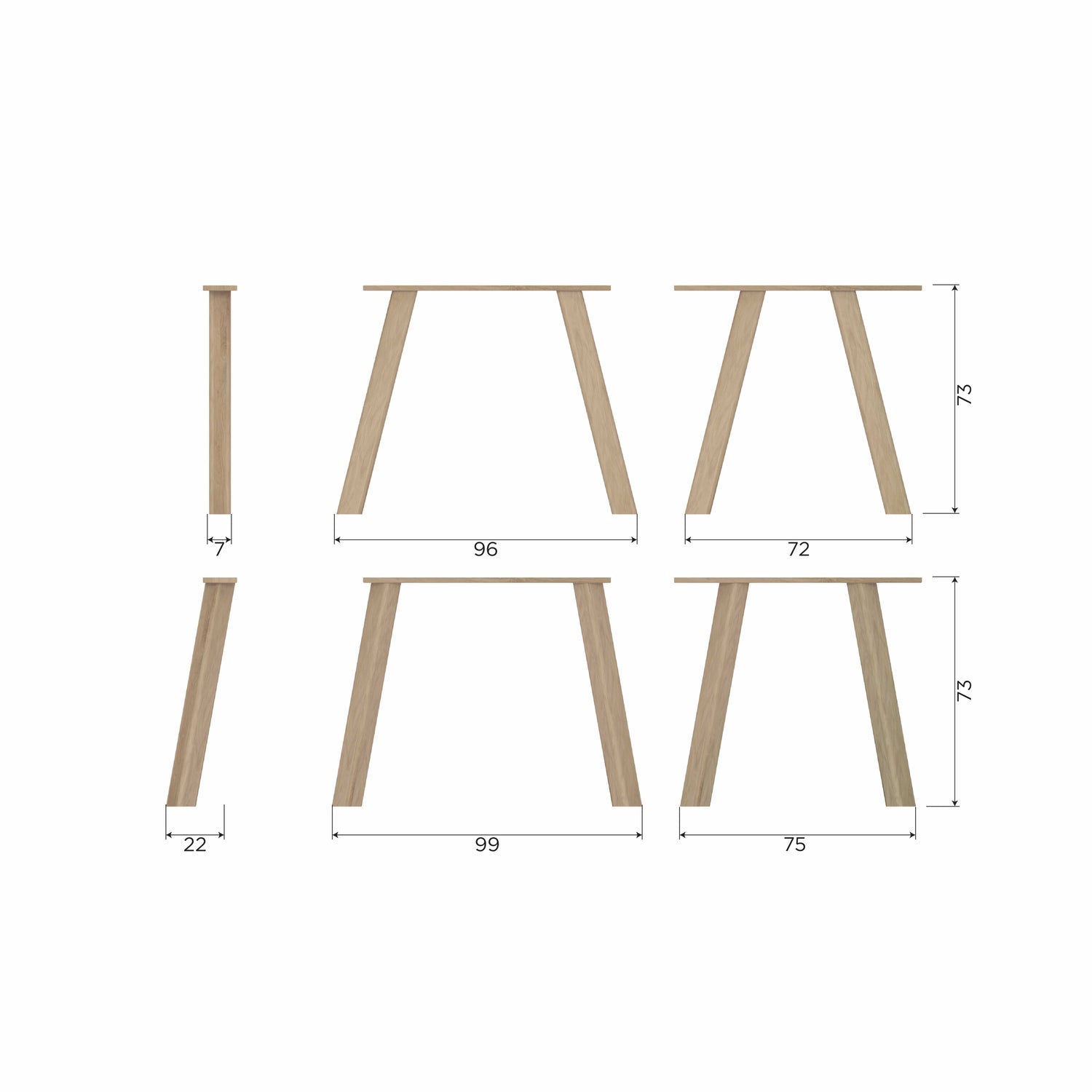 HAARLEM 4-STANDEN POOT EIKEN PEBBLE GREY SET VAN 2 [fsc]