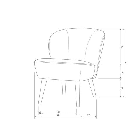 WOOOD - Sara fauteuil fluweel warm lila