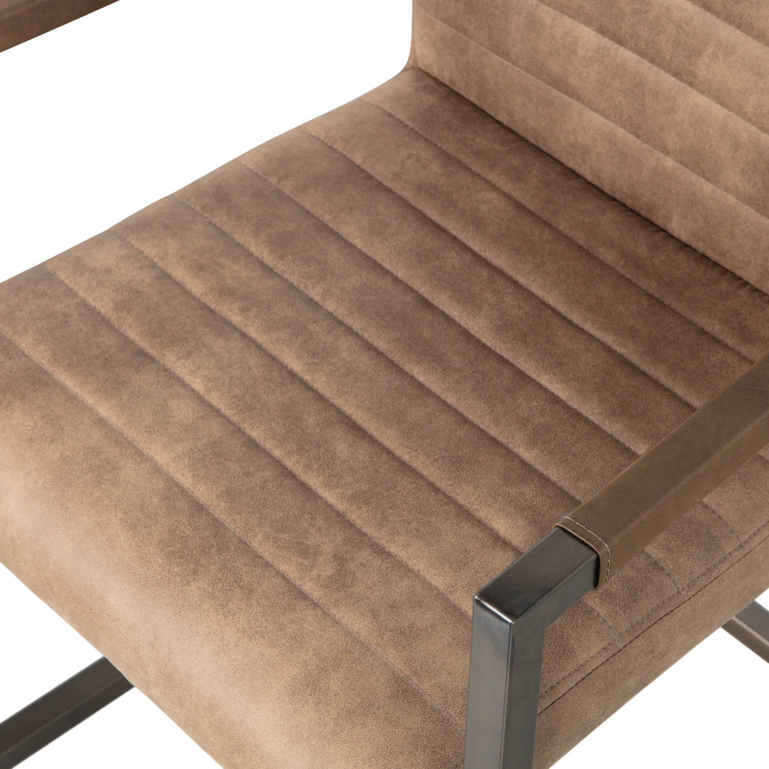 BAS EETKAMERSTOEL LEERLOOK TAUPE