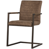 BAS EETKAMERSTOEL LEERLOOK TAUPE