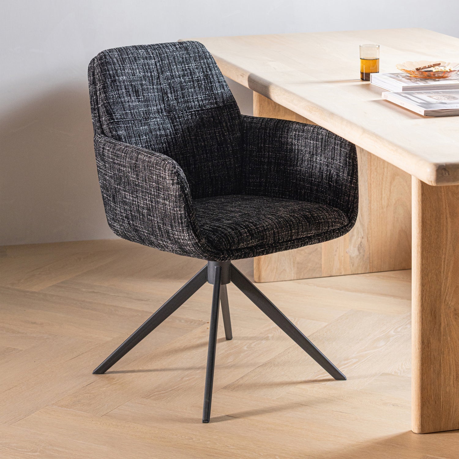 GRANT EETKAMERSTOEL ZWART MELANGE [fsc]