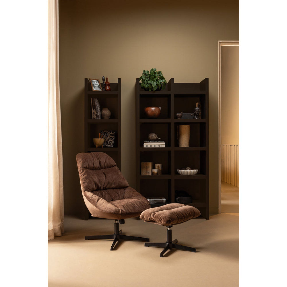 YARO DRAAIBARE FAUTEUIL MET HOCKER ESPRESSO
