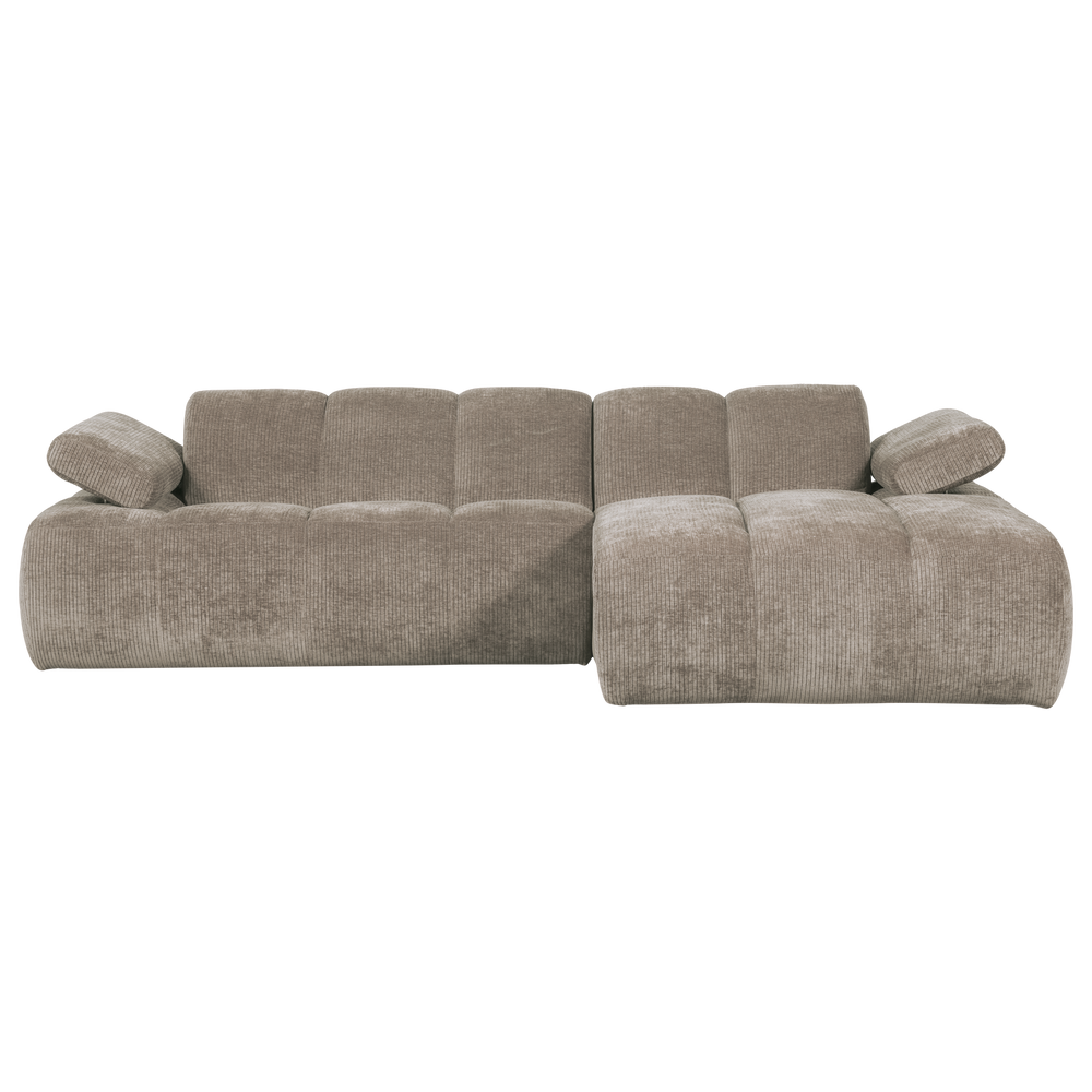 MOJO CHAISE LONGUE BANK RECHTS RIBSTOF DONKERZAND