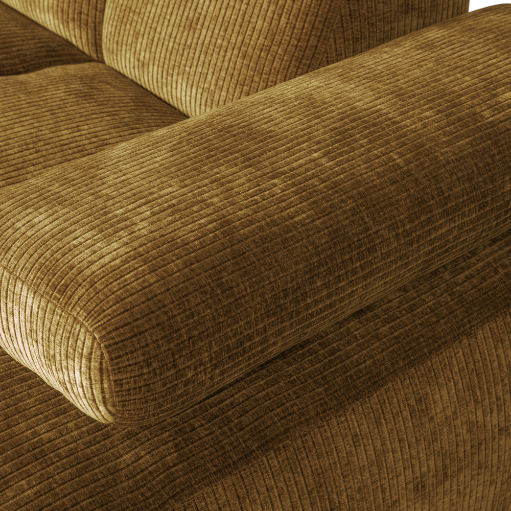 MOJO CHAISE LONGUE BANK RECHTS RIBSTOF HONINGGEEL