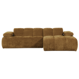 MOJO CHAISE LONGUE BANK RECHTS RIBSTOF HONINGGEEL