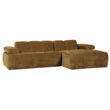 MOJO CHAISE LONGUE BANK RECHTS RIBSTOF HONINGGEEL