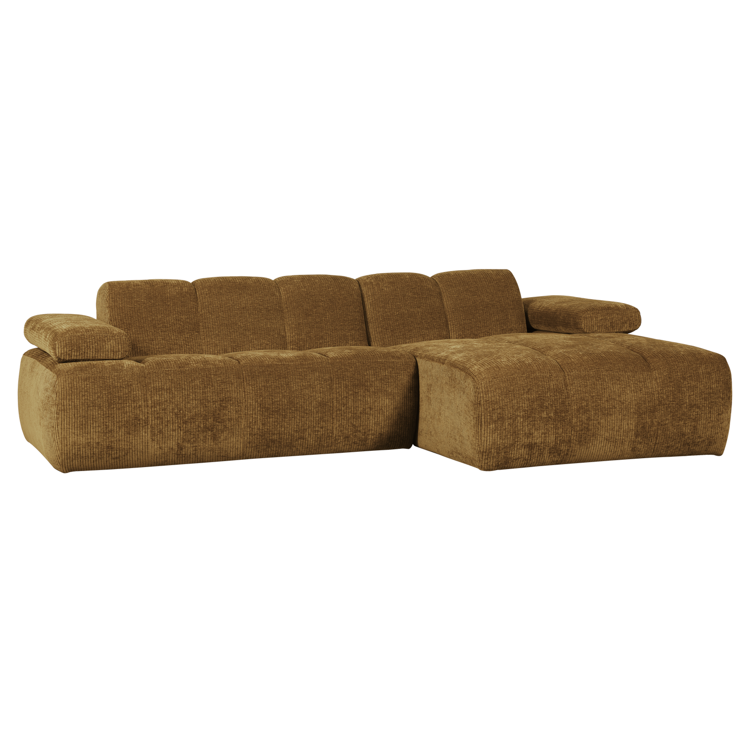 MOJO CHAISE LONGUE BANK RECHTS RIBSTOF HONINGGEEL