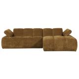 MOJO CHAISE LONGUE BANK RECHTS RIBSTOF HONINGGEEL