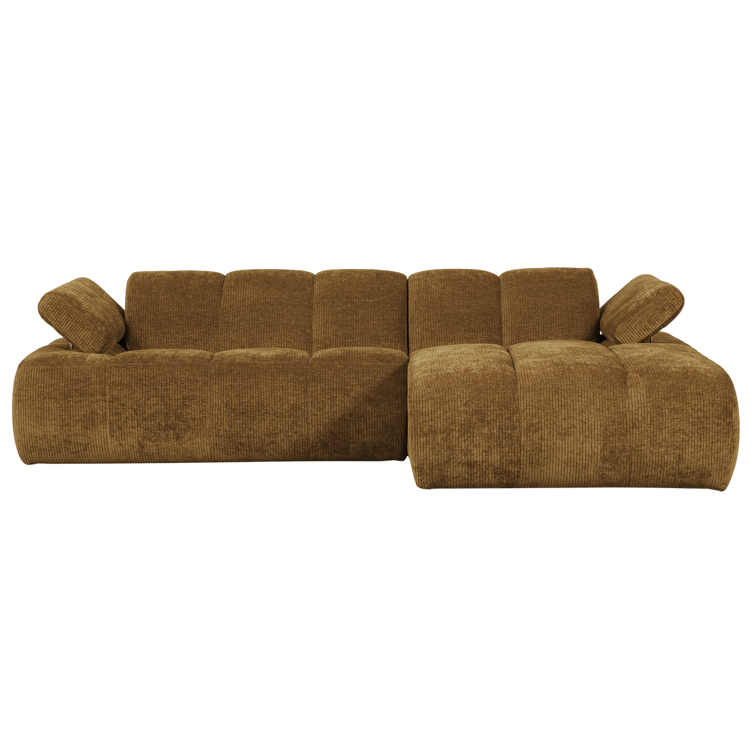 MOJO CHAISE LONGUE BANK RECHTS RIBSTOF HONINGGEEL