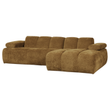 MOJO CHAISE LONGUE BANK RECHTS RIBSTOF HONINGGEEL