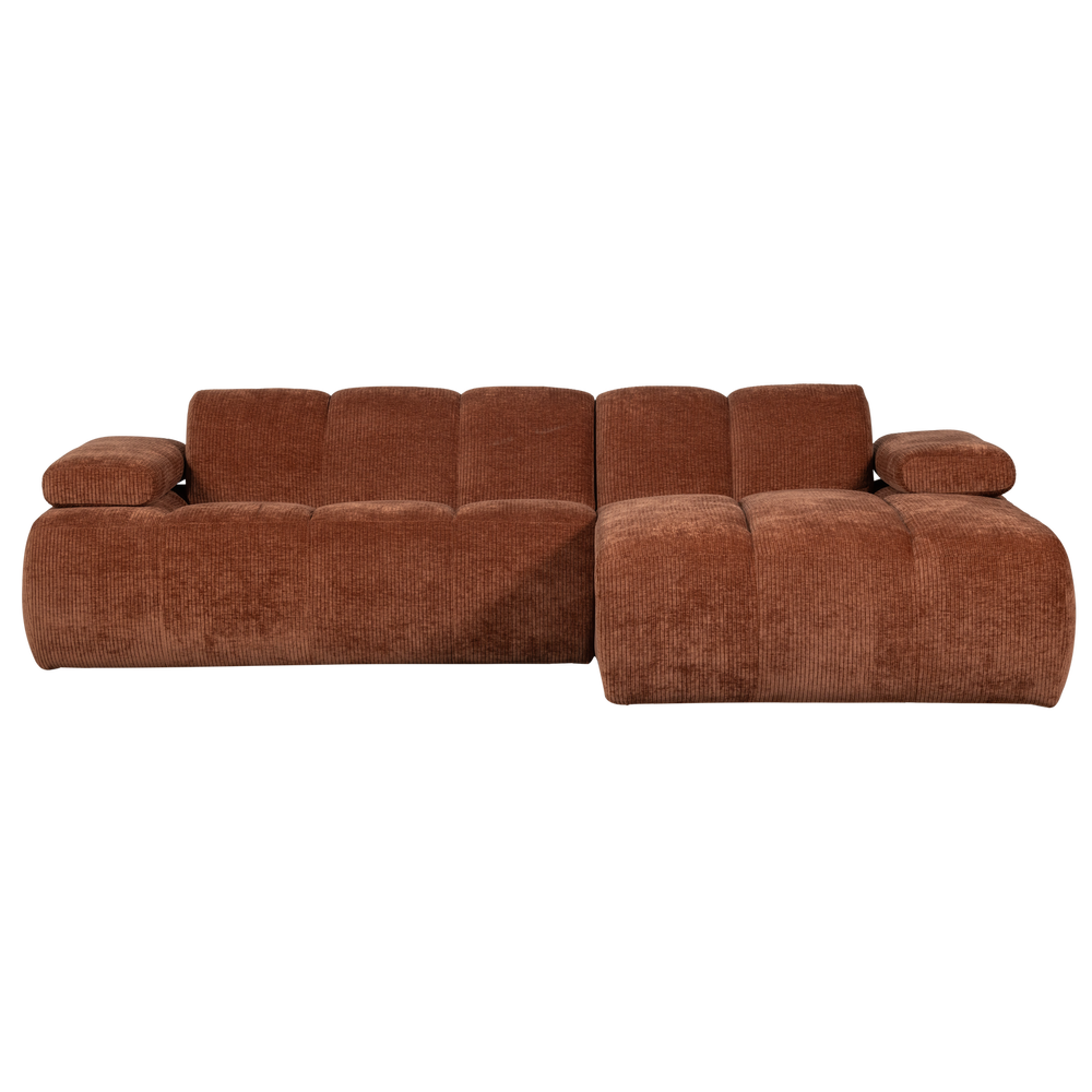 MOJO CHAISE LONGUE BANK RECHTS RIBSTOF ROESTBRUIN
