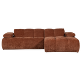 MOJO CHAISE LONGUE BANK RECHTS RIBSTOF ROESTBRUIN