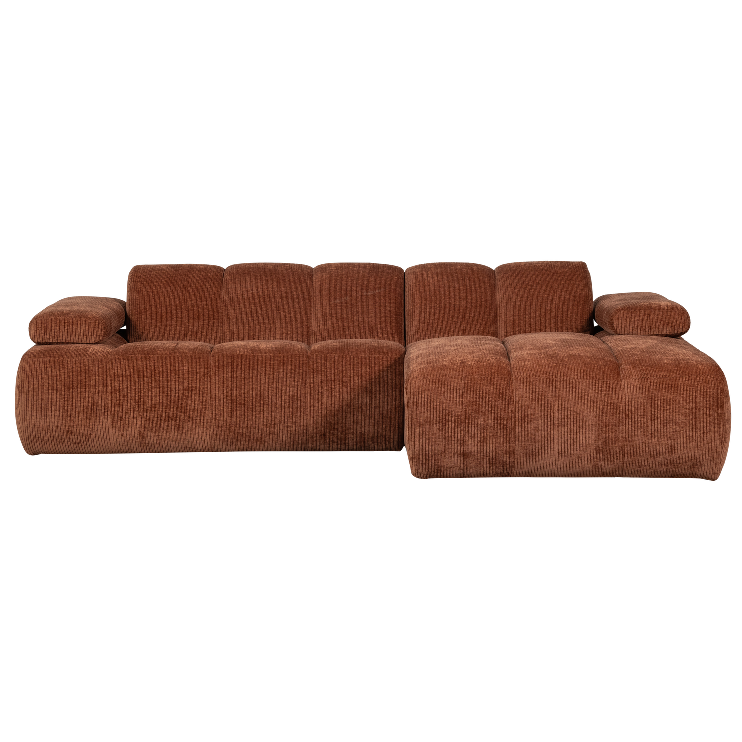 MOJO CHAISE LONGUE BANK RECHTS RIBSTOF ROESTBRUIN