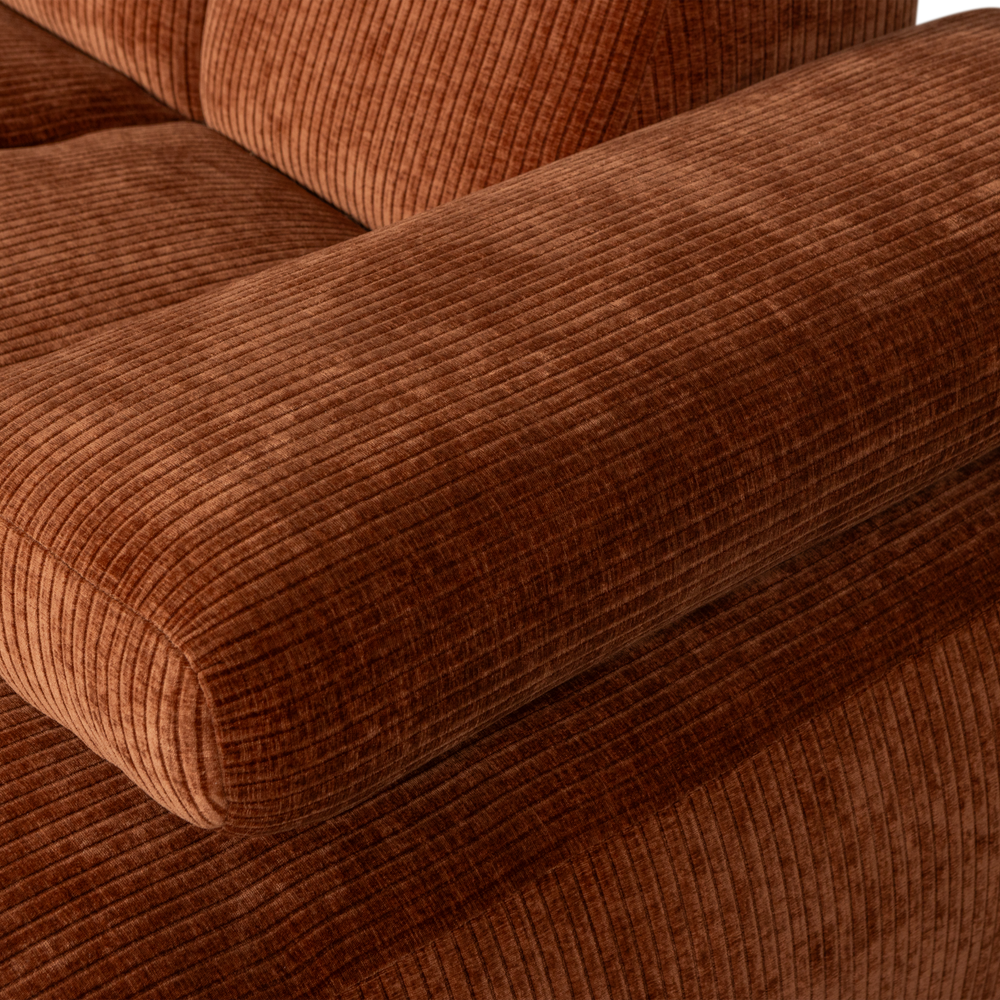 MOJO CHAISE LONGUE BANK RECHTS RIBSTOF ROESTBRUIN