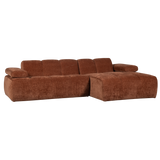 MOJO CHAISE LONGUE BANK RECHTS RIBSTOF ROESTBRUIN