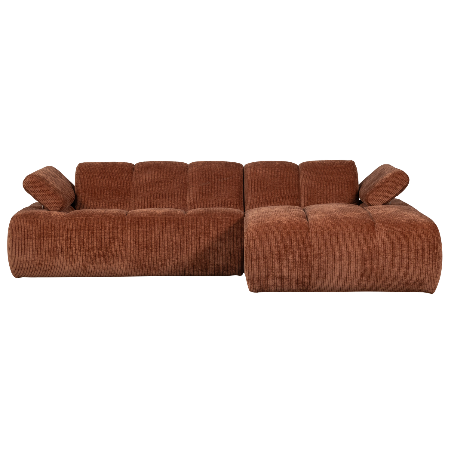 MOJO CHAISE LONGUE BANK RECHTS RIBSTOF ROESTBRUIN
