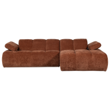 MOJO CHAISE LONGUE BANK RECHTS RIBSTOF ROESTBRUIN