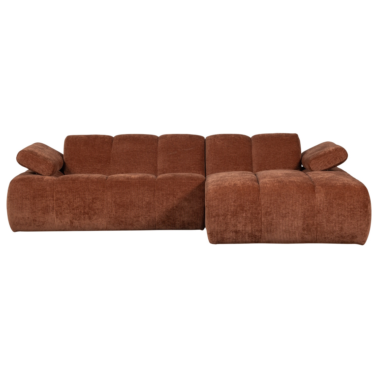 MOJO CHAISE LONGUE BANK RECHTS RIBSTOF ROESTBRUIN