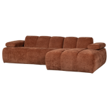 MOJO CHAISE LONGUE BANK RECHTS RIBSTOF ROESTBRUIN