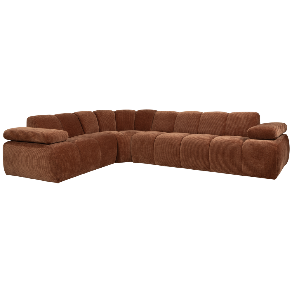 MOJO HOEKBANK LINKS RIBSTOF ROESTBRUIN