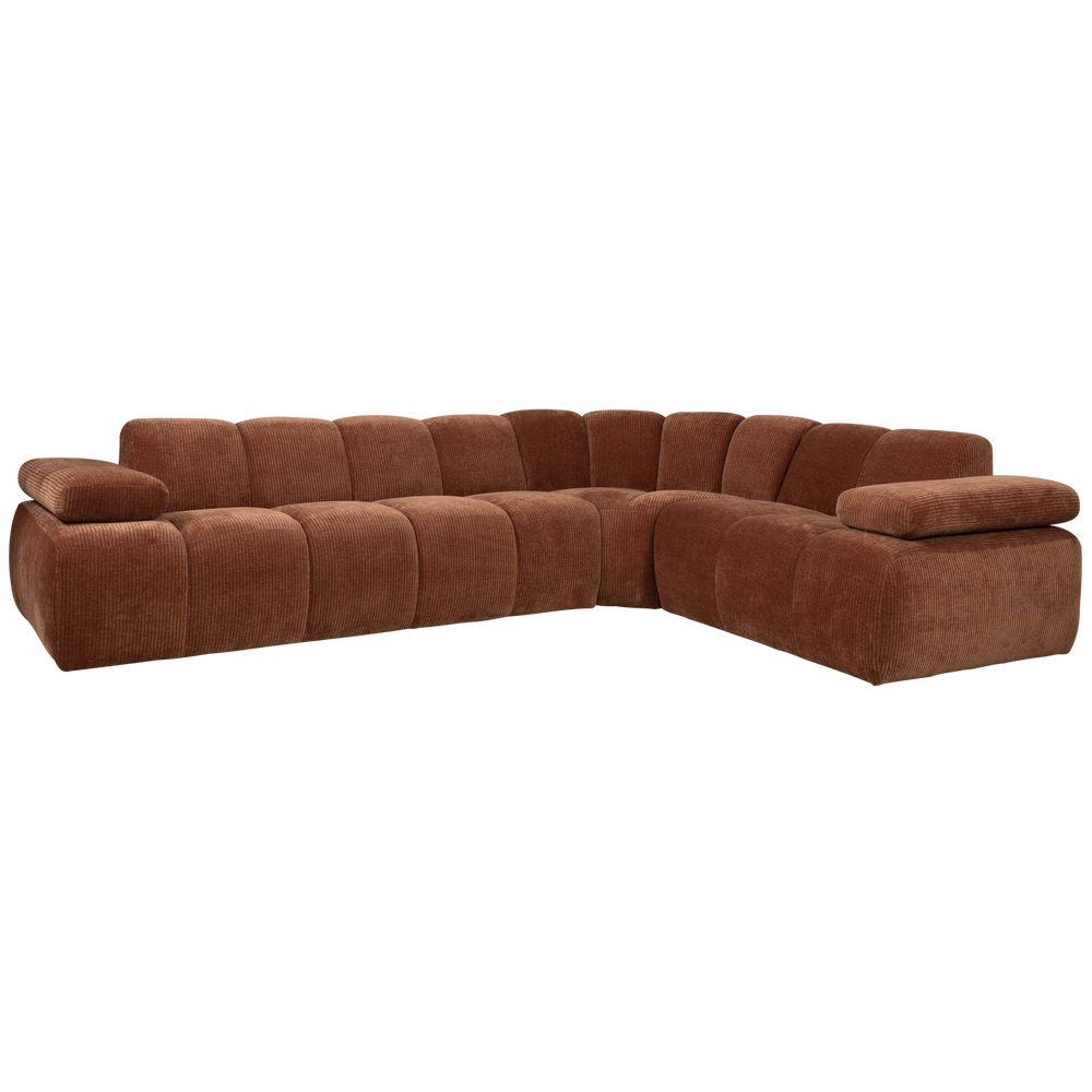 MOJO HOEKBANK RECHTS RIBSTOF ROESTBRUIN