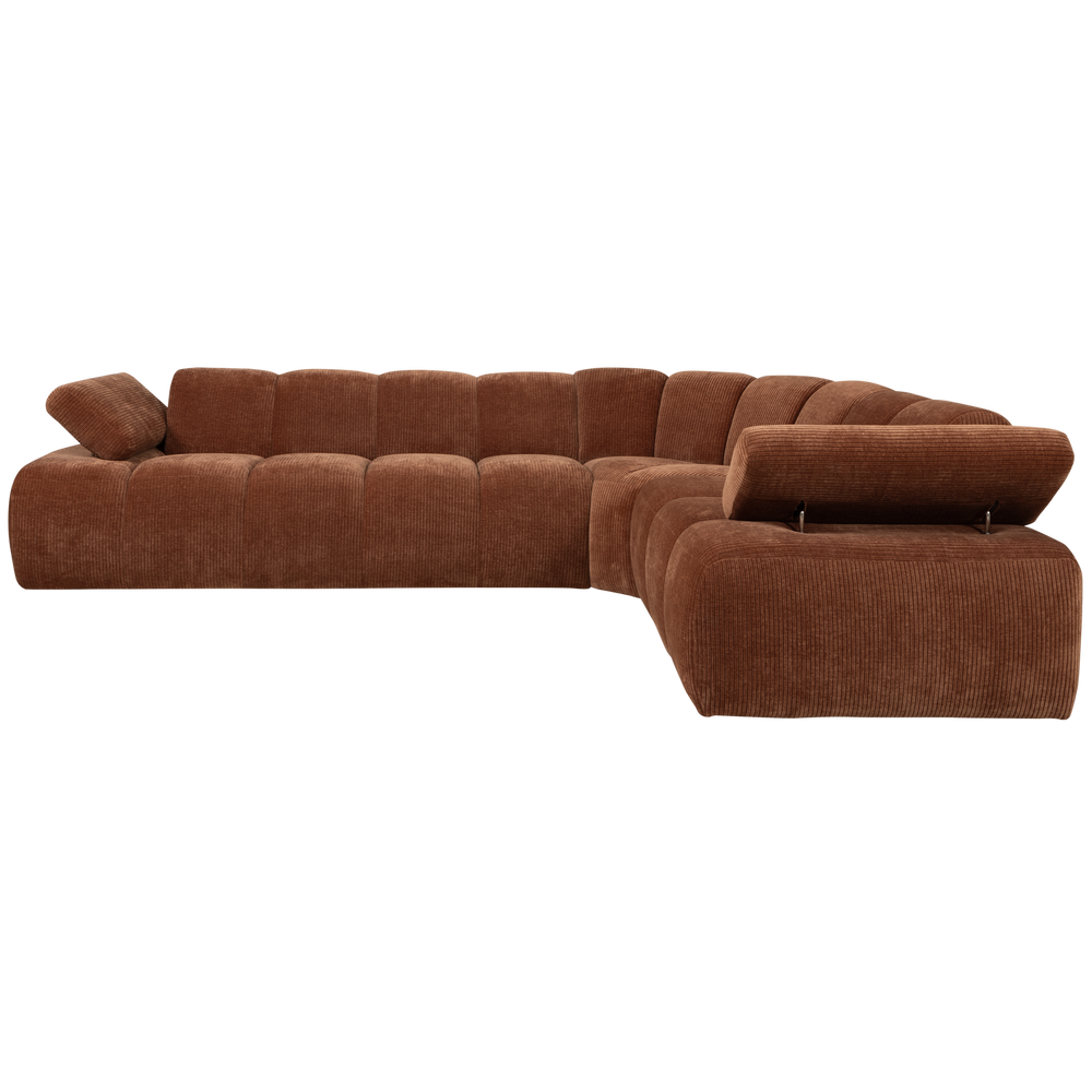 MOJO HOEKBANK RECHTS RIBSTOF ROESTBRUIN