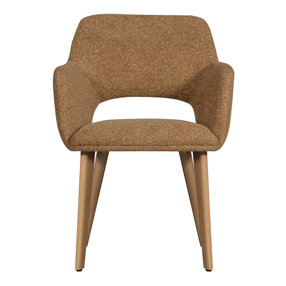 MURAT EETKAMERSTOEL GEEL MET HOUTEN POOT NATUREL