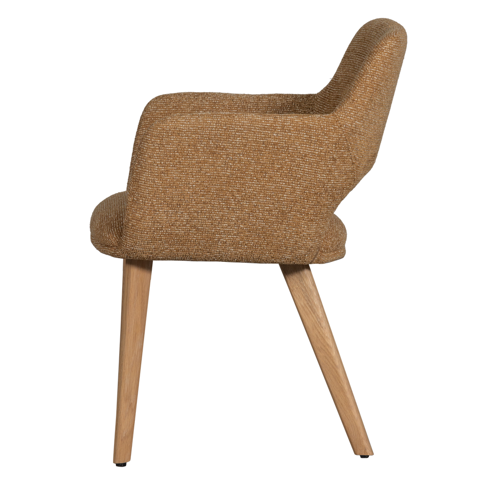 MURAT EETKAMERSTOEL GEEL MET HOUTEN POOT NATUREL