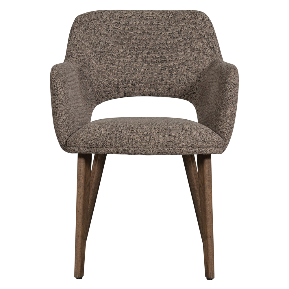 MURAT EETKAMERSTOEL TAUPE MET HOUTEN POOT BRUIN