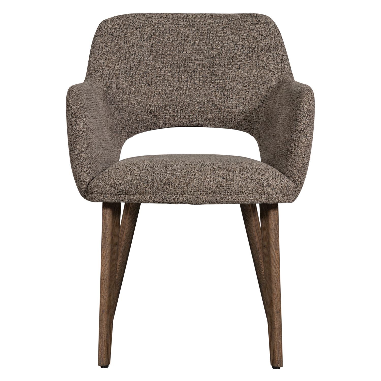 MURAT EETKAMERSTOEL TAUPE MET HOUTEN POOT BRUIN