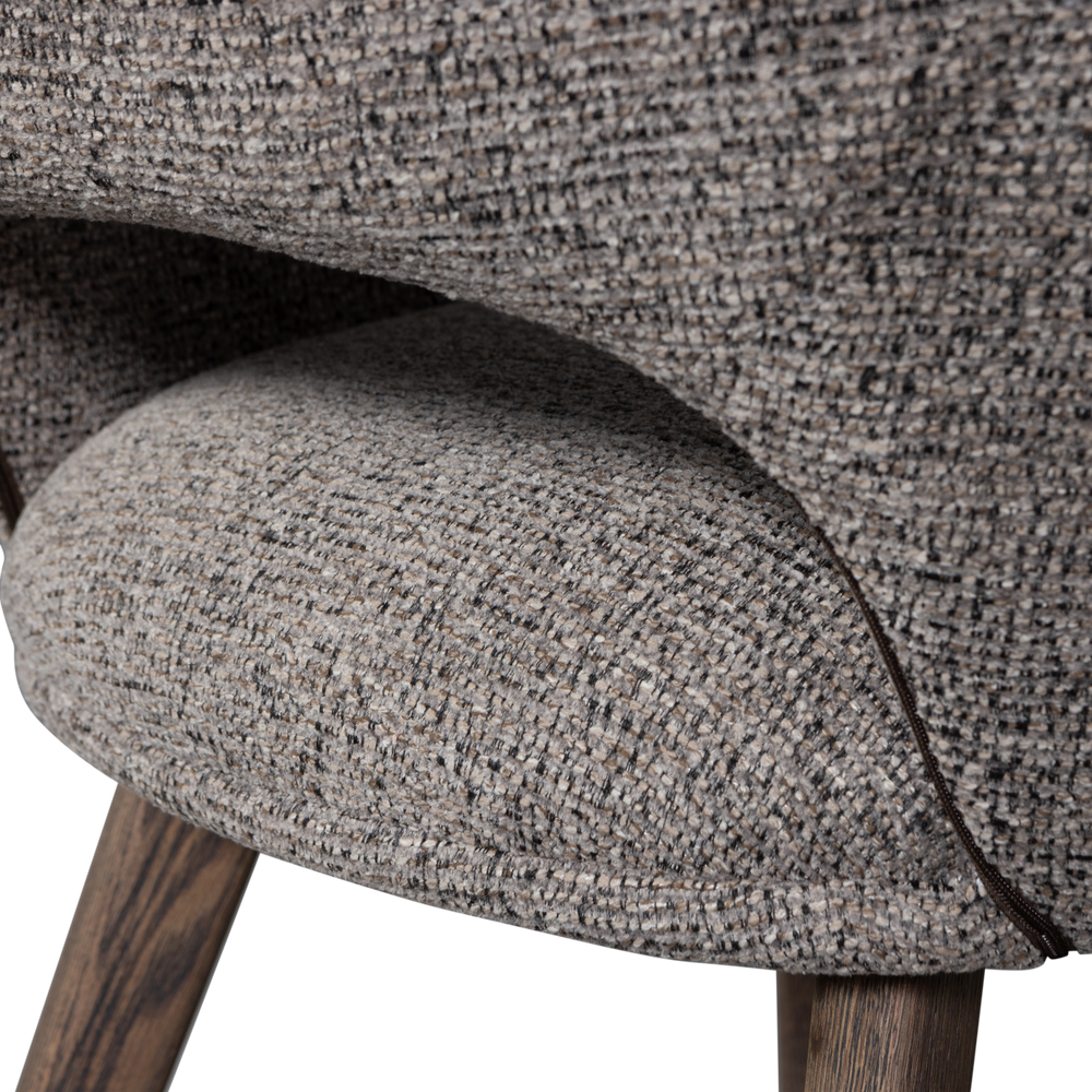 MURAT EETKAMERSTOEL TAUPE MET HOUTEN POOT BRUIN