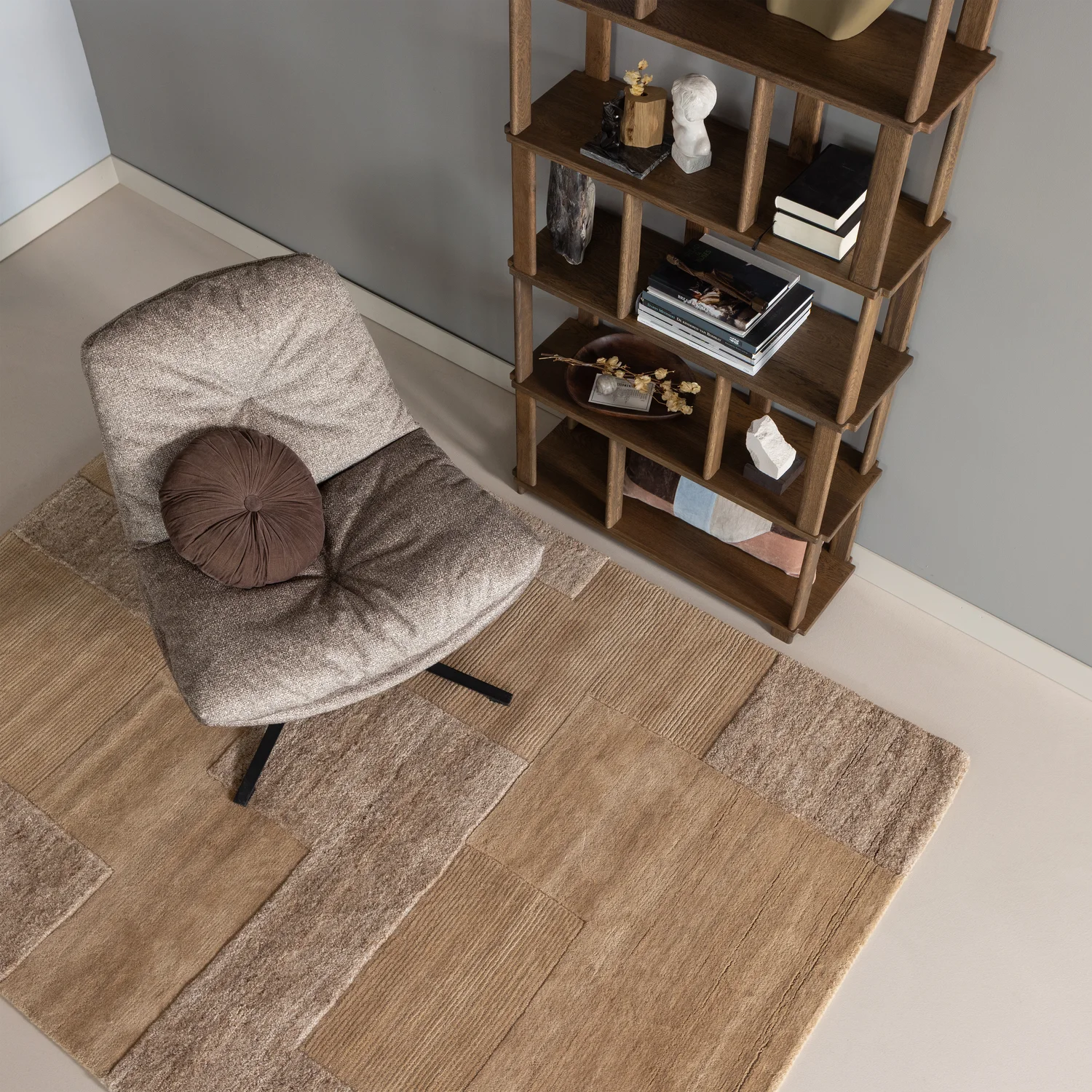 WOOOD - Arve draaifauteuil bedrukte stof naturel
