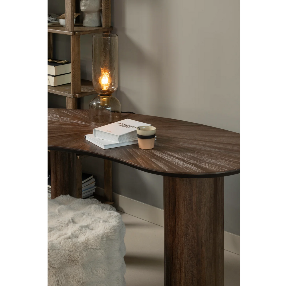 WOOOD - Olven poef hoog fluffy stof naturel