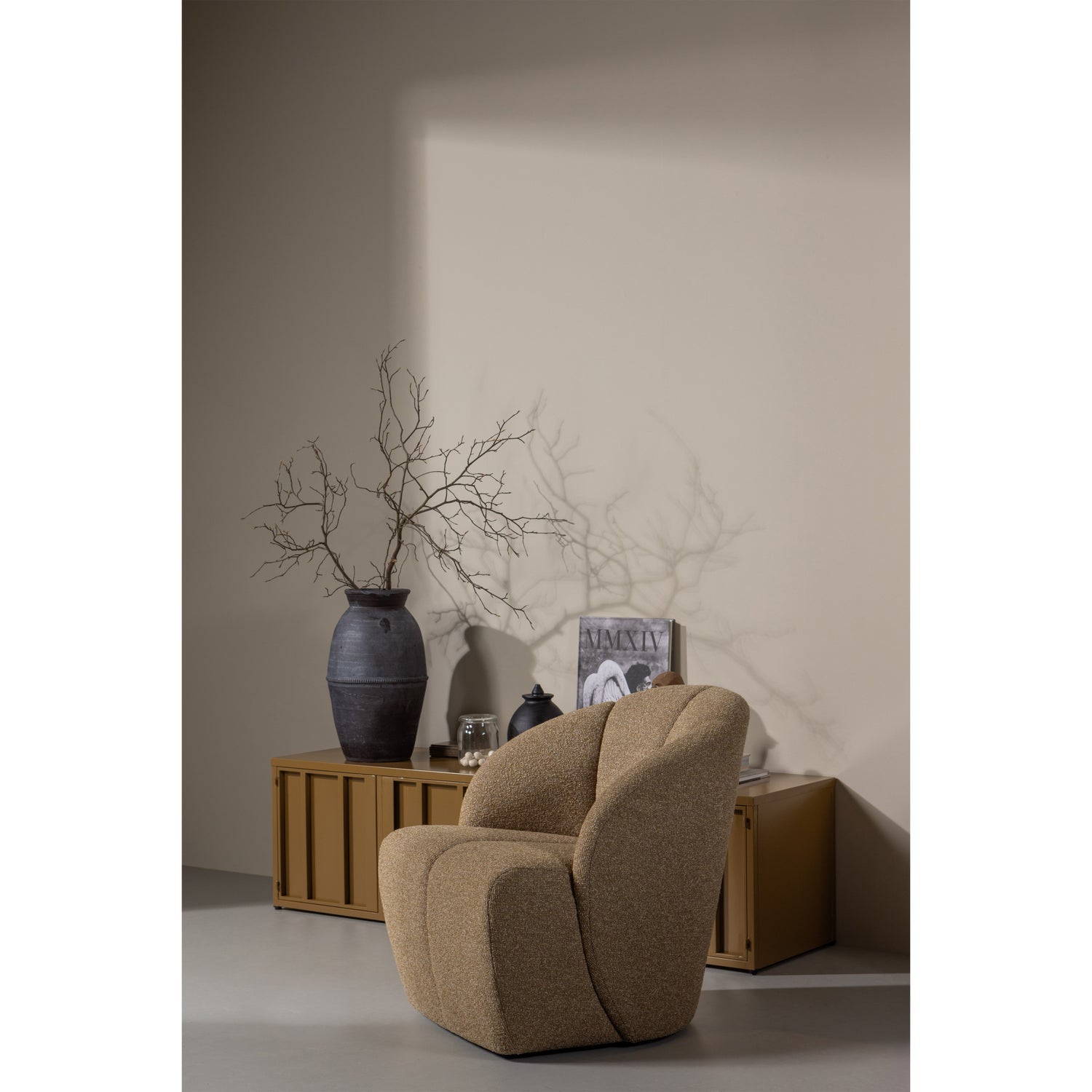 MOJO DRAAIFAUTEUIL BOUCLE GEEL/BRUIN MELANGE