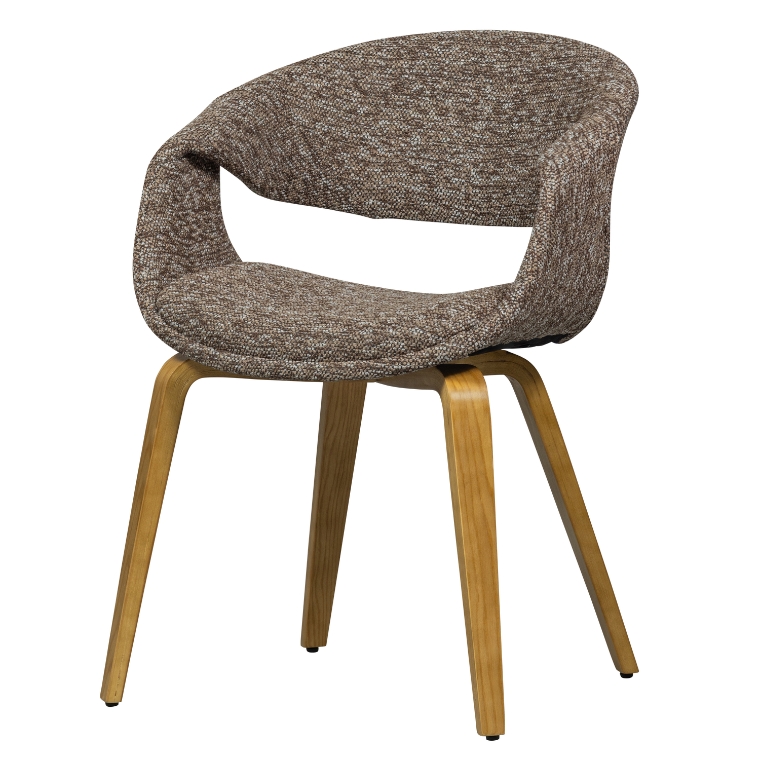 YOSSI EETKAMERSTOEL BRUIN MET HOUTEN POOT NATUREL