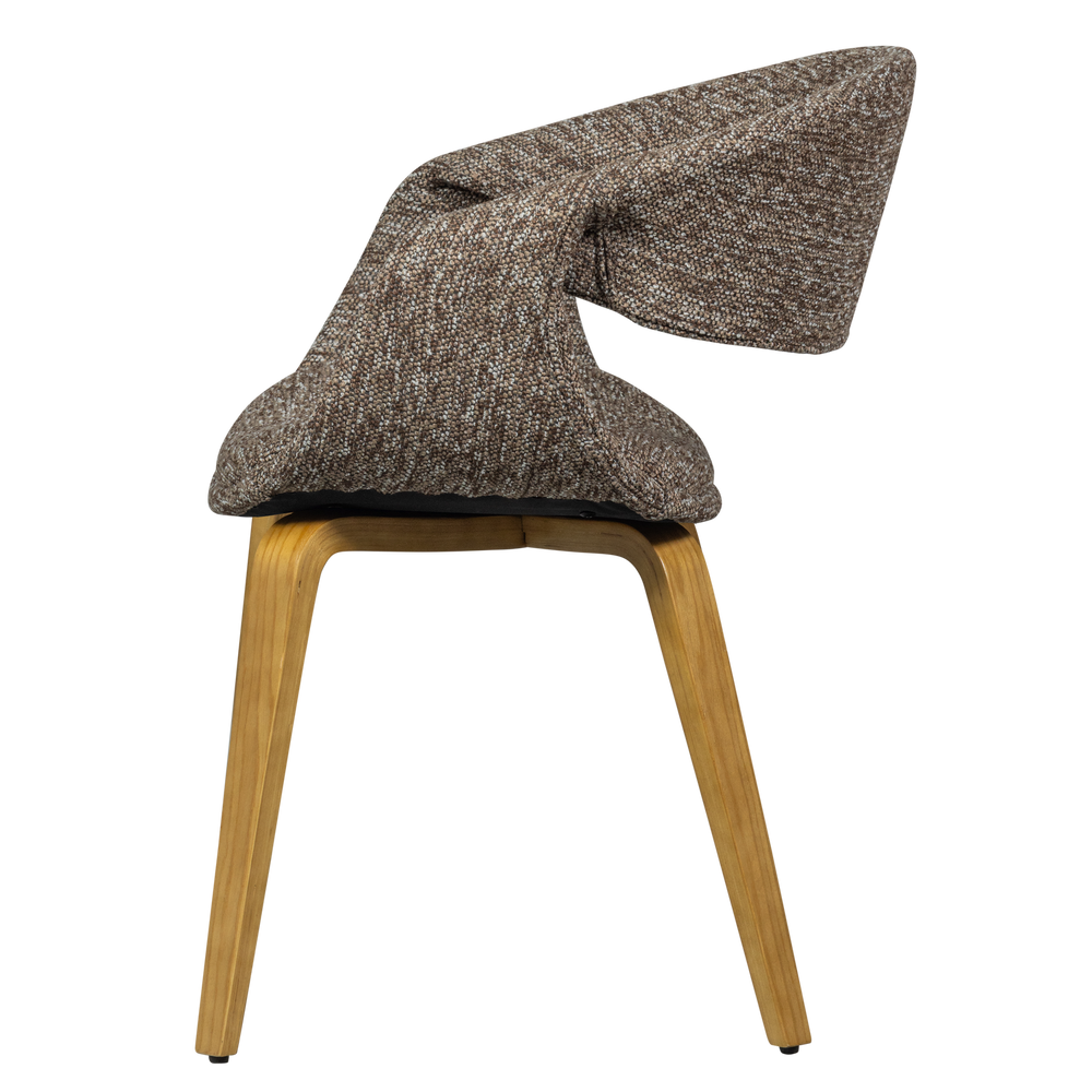 YOSSI EETKAMERSTOEL BRUIN MET HOUTEN POOT NATUREL