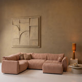 BAGGY HOEKBANK LINKS GEWEVEN CHENILLE OUD ROZE