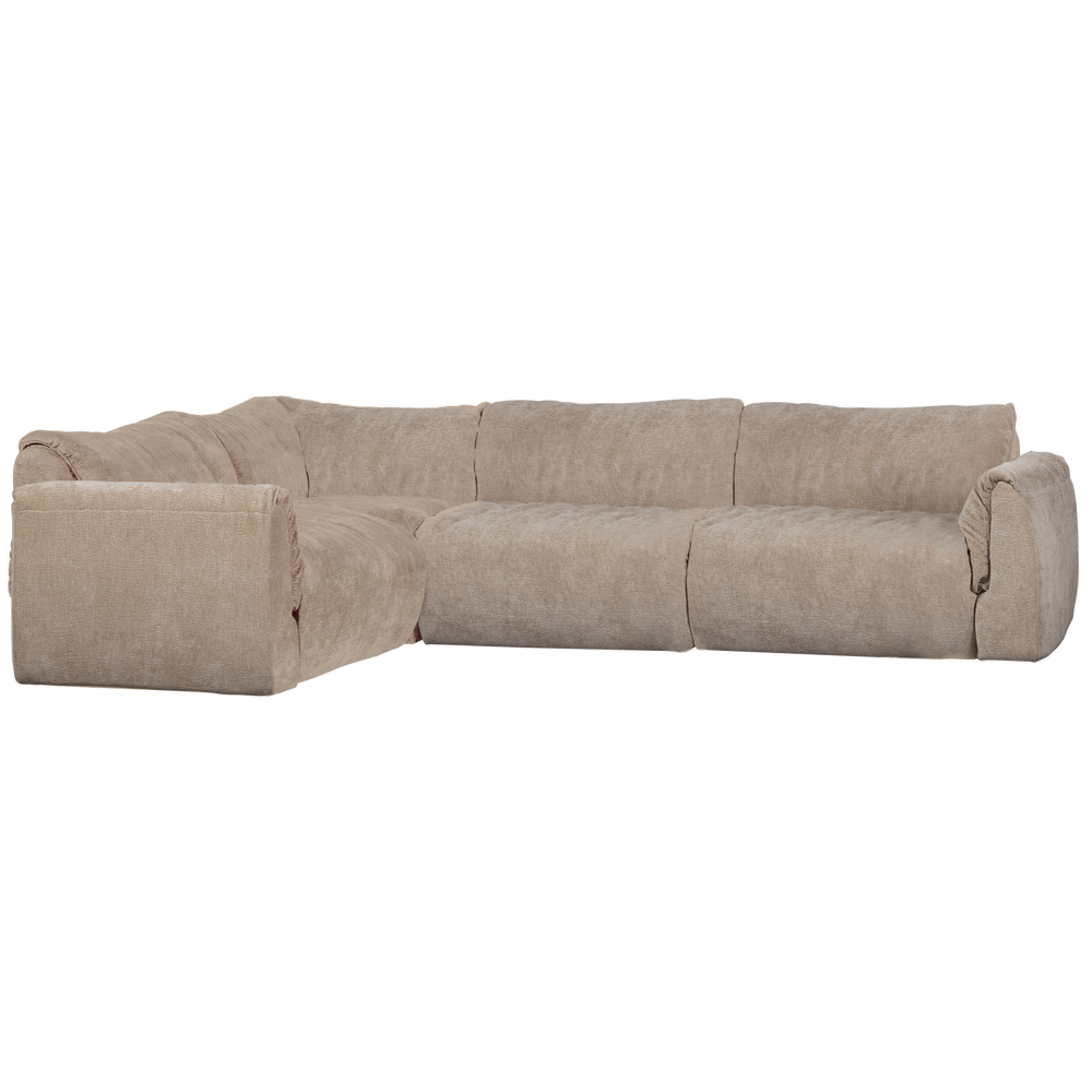 BAGGY HOEKBANK LINKS 3D CHENILLE ZAND