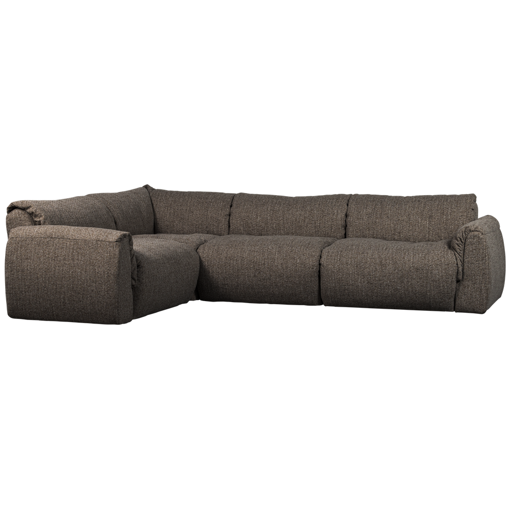 BAGGY HOEKBANK LINKS GEWEVEN STOF WARMGRIJS MELANGE