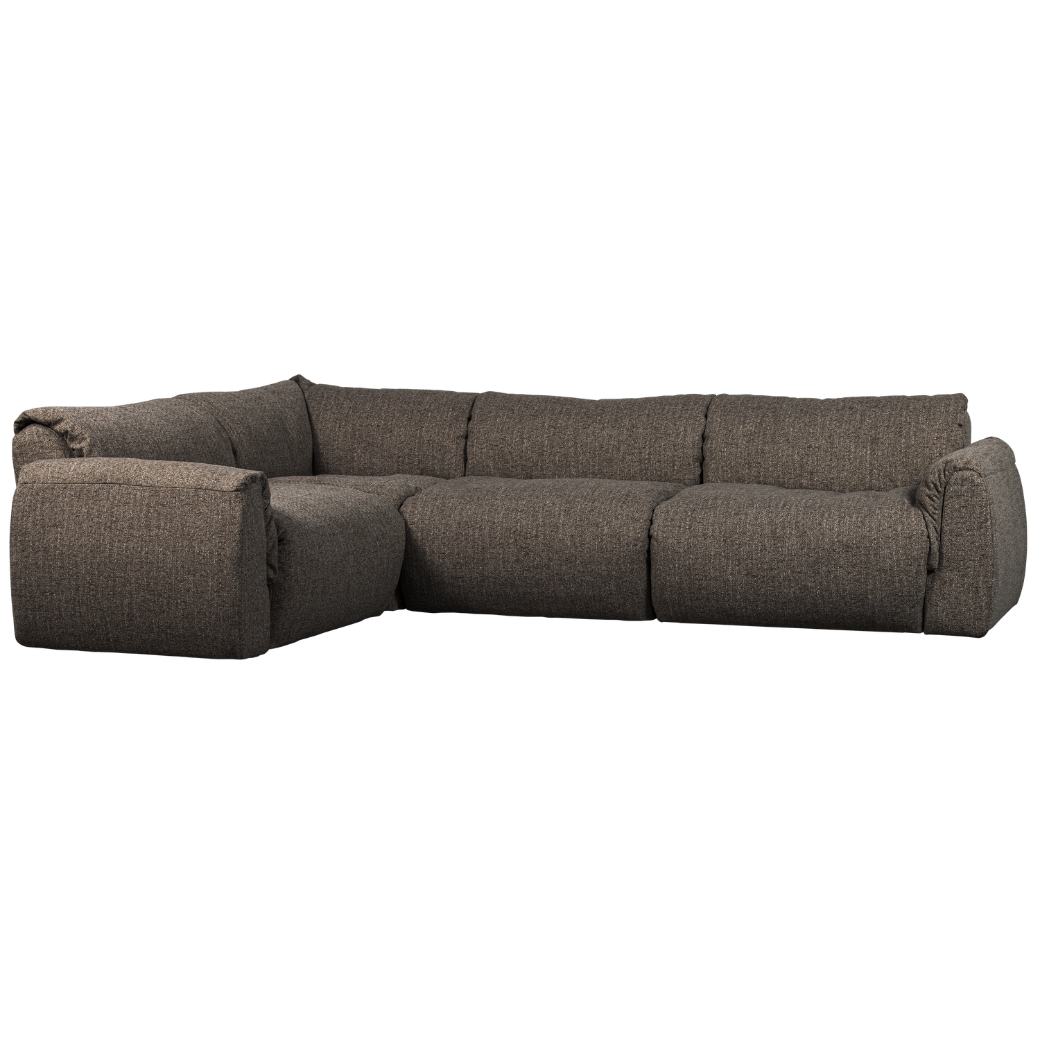 BAGGY HOEKBANK LINKS GEWEVEN STOF WARMGRIJS MELANGE