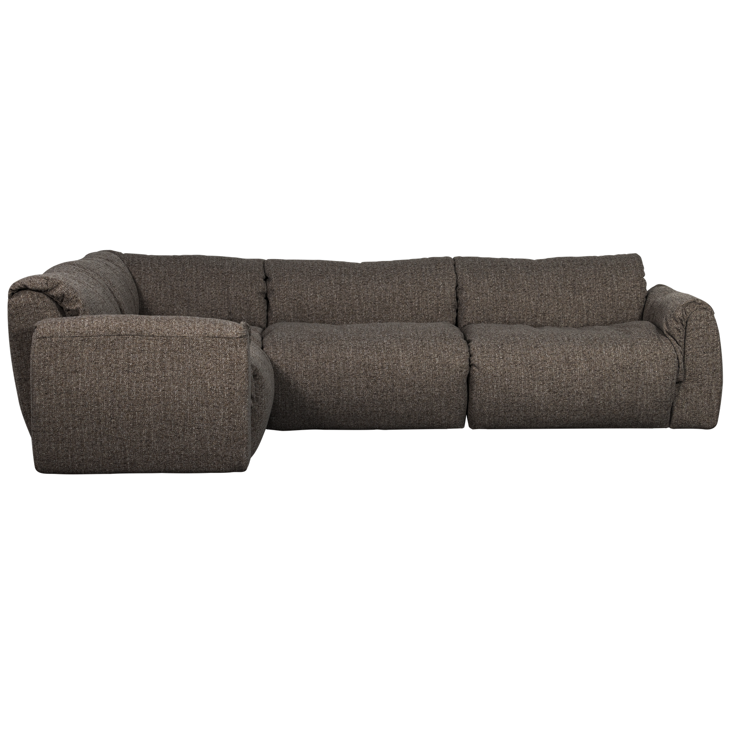 BAGGY HOEKBANK LINKS GEWEVEN STOF WARMGRIJS MELANGE