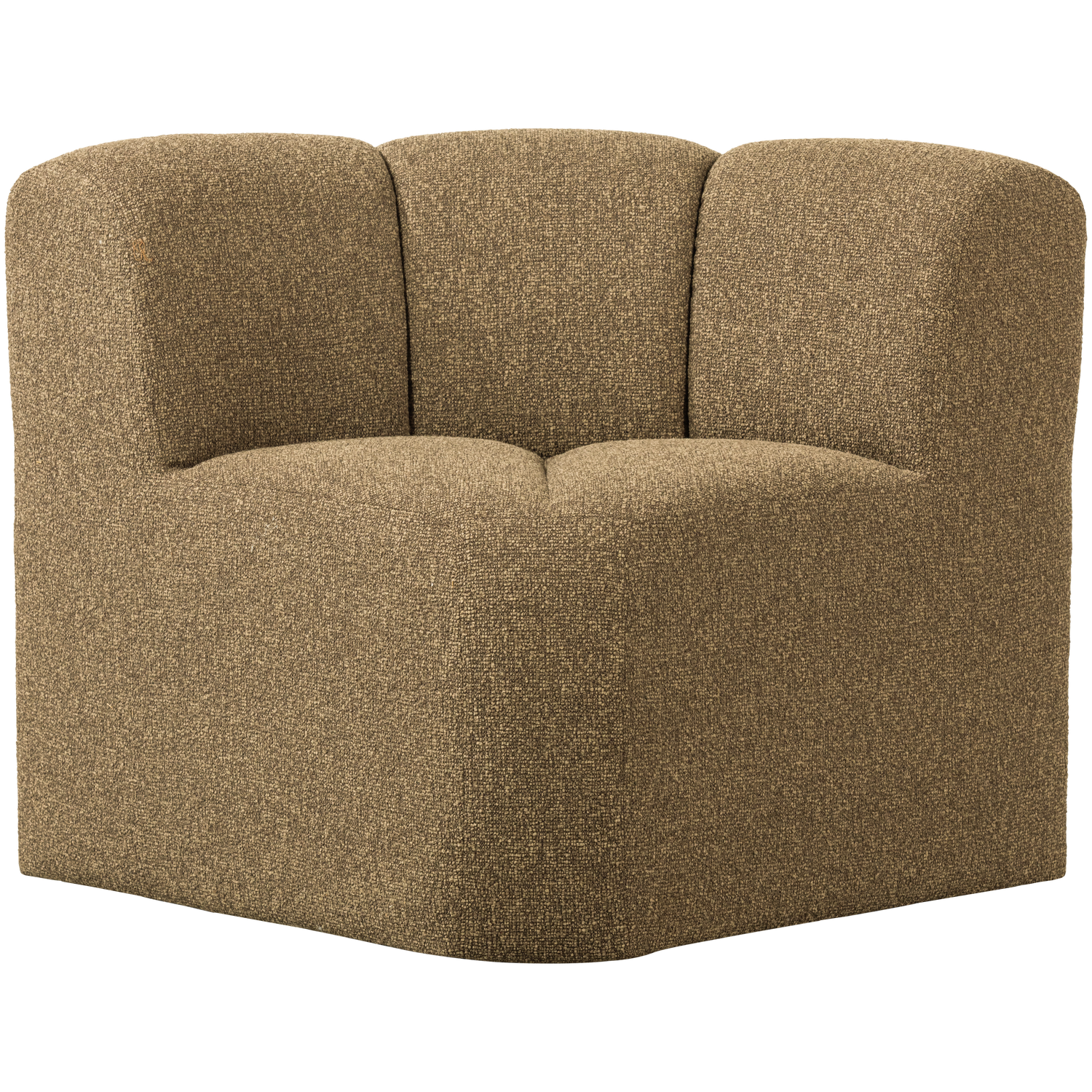 MOJO EETBANK HOEK MET RUGLEUNING BOUCLE GEEL/BRUIN MELANGE