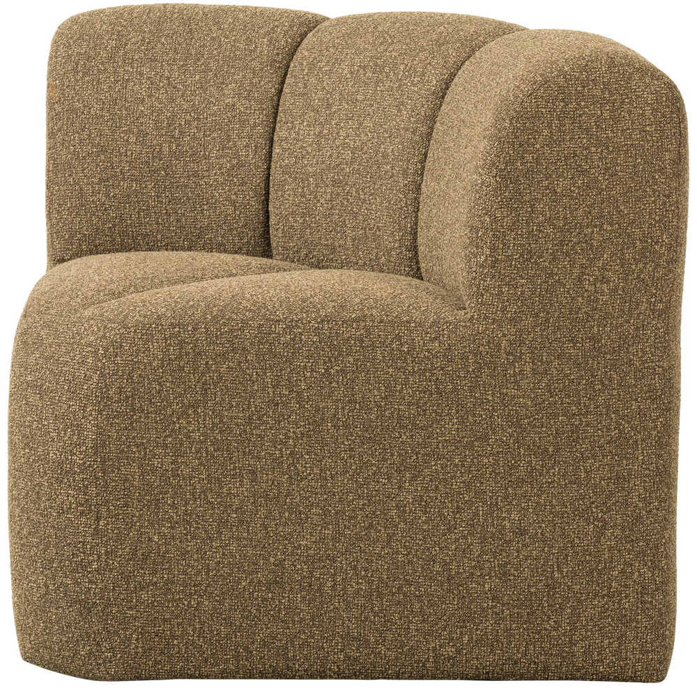 MOJO EETBANK HOEK MET RUGLEUNING BOUCLE GEEL/BRUIN MELANGE