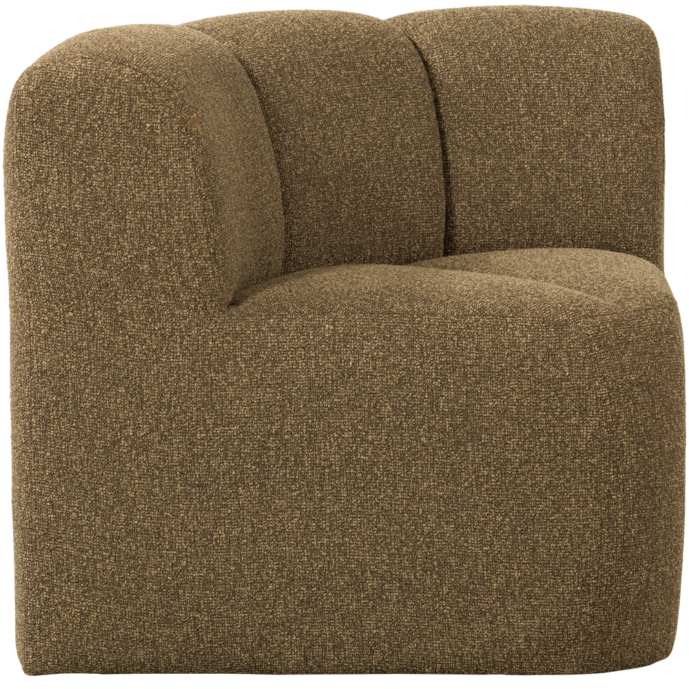 MOJO EETBANK HOEK MET RUGLEUNING BOUCLE GEEL/BRUIN MELANGE