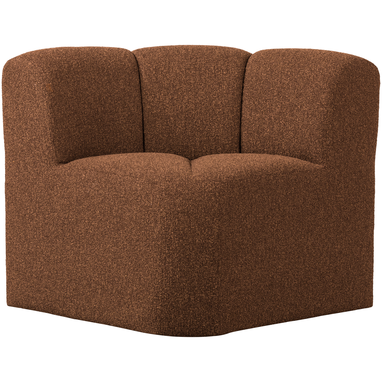 MOJO EETBANK HOEK MET RUGLEUNING BOUCLE ROESTBRUIN MELANGE