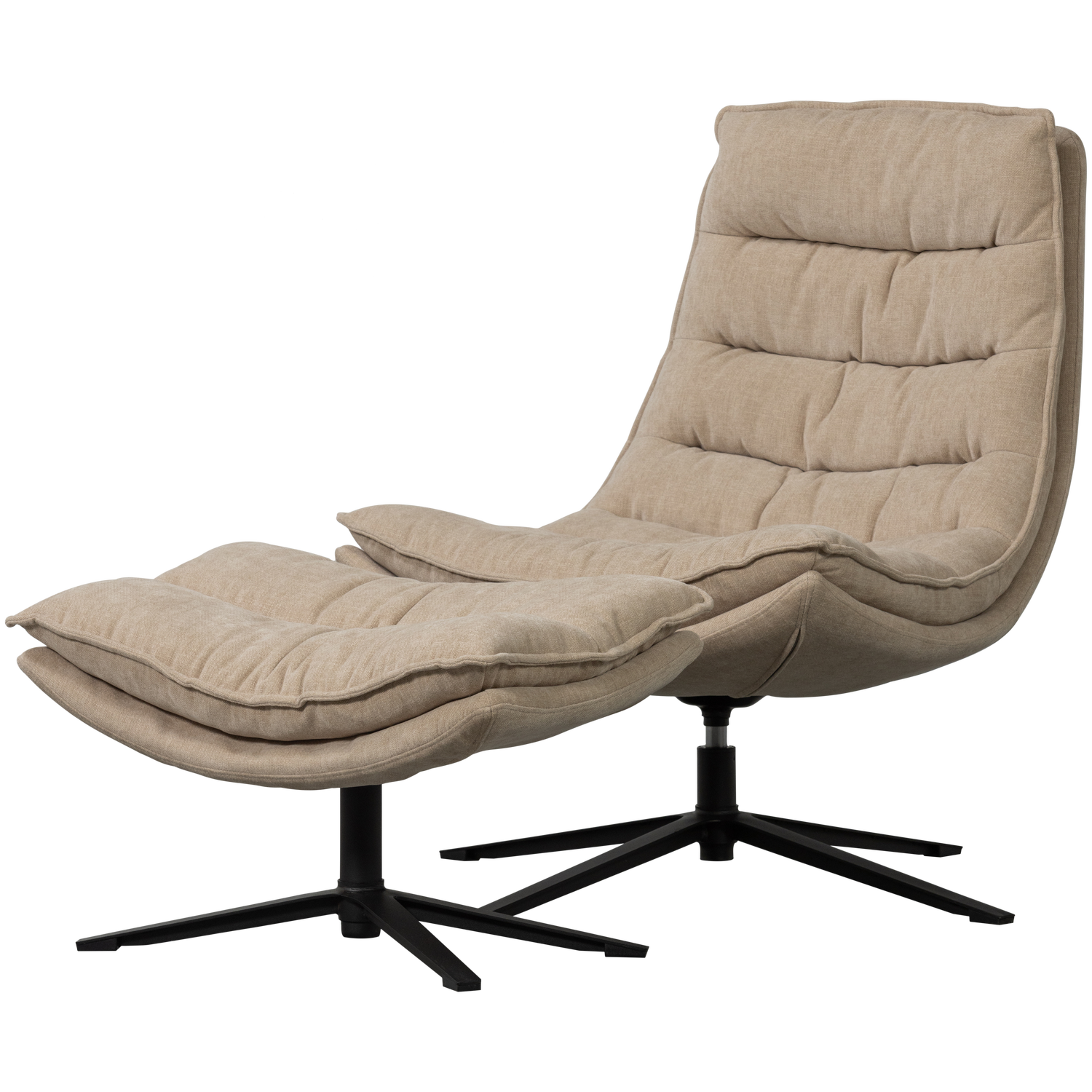 KUBE DRAAIFAUTEUIL MET HOCKER NATUREL